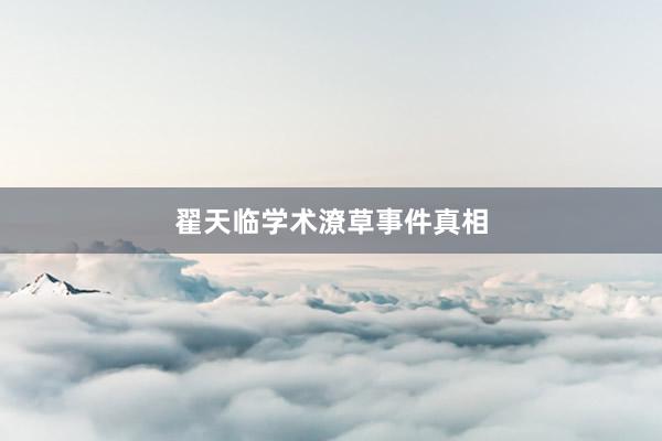 翟天临学术潦草事件真相