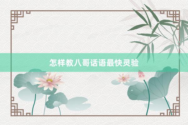 怎样教八哥话语最快灵验